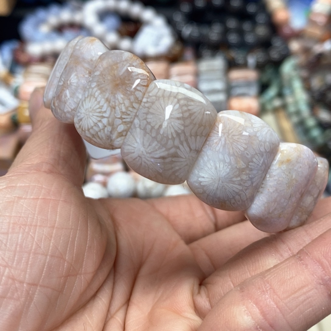 硅化珊瑚（珊瑚玉）手链未镶嵌我***肉286