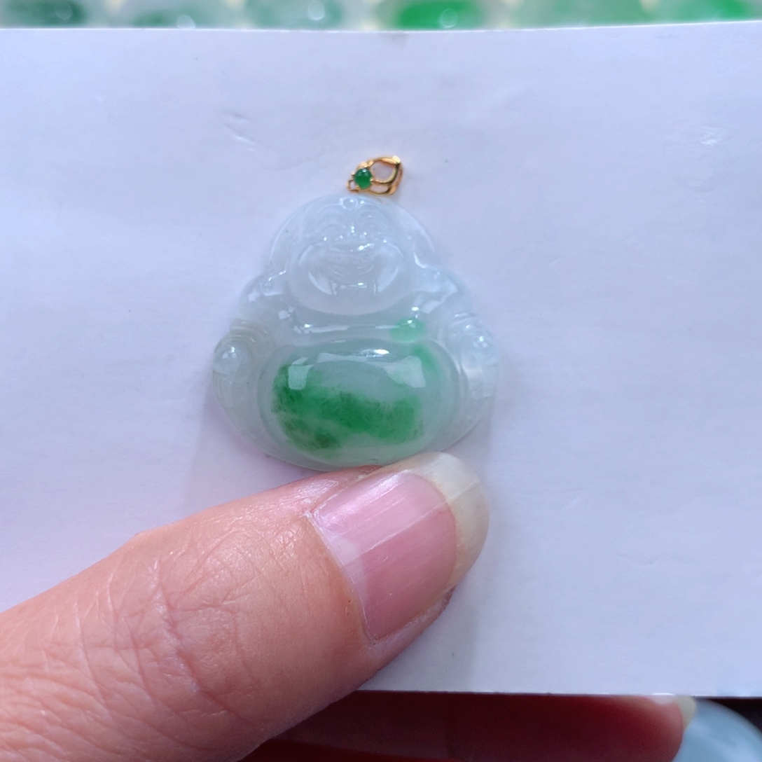 翡翠吊坠(不含链)18K金镶嵌