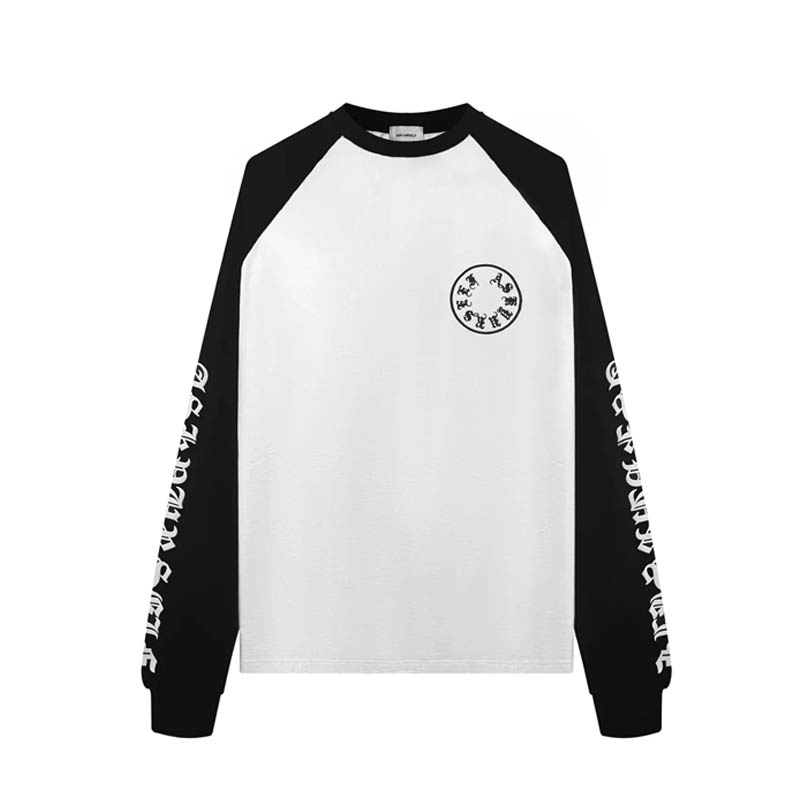 §ＡＳＫＹＵＲＳＥＬＦ拼色梵文浮雕Logo长袖T恤 男女同款