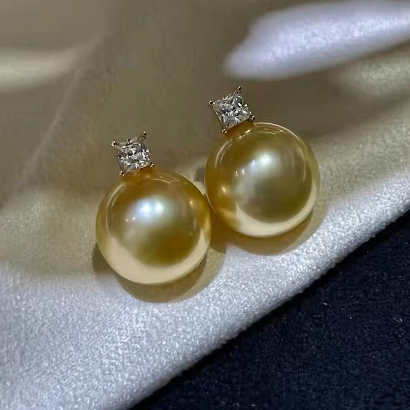 南洋海水金珍珠18K强光王妃耳钉经典百搭耳饰
