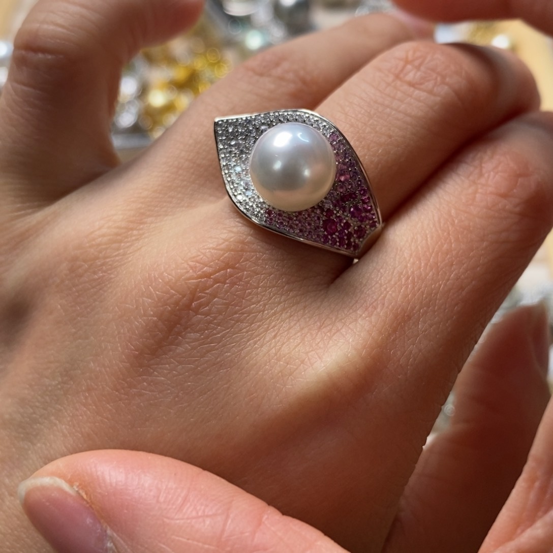 海水珍珠戒指银S925镶嵌