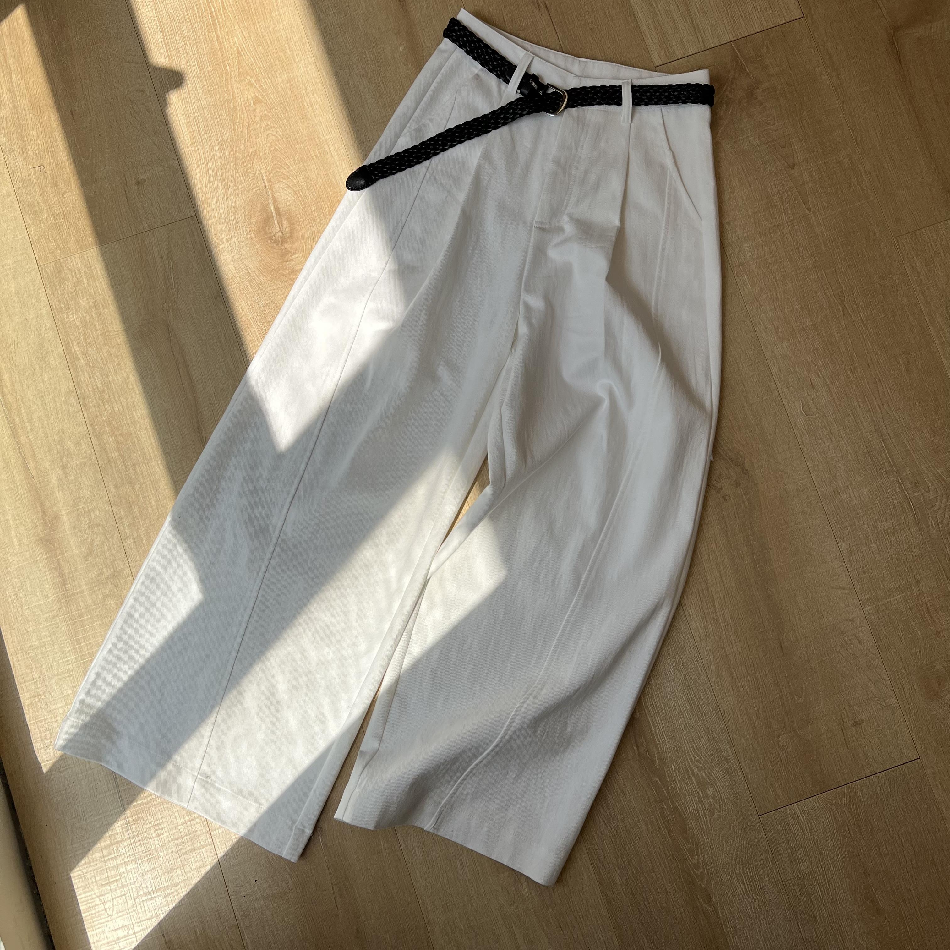 韩系复古显瘦2025年时尚休闲裤白色牛仔裤女装阔腿裤