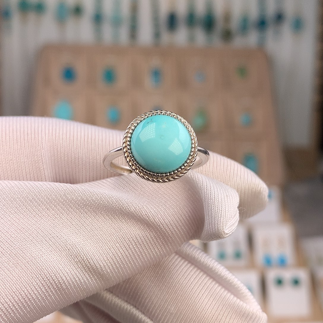 绿松石银S925镶嵌戒指