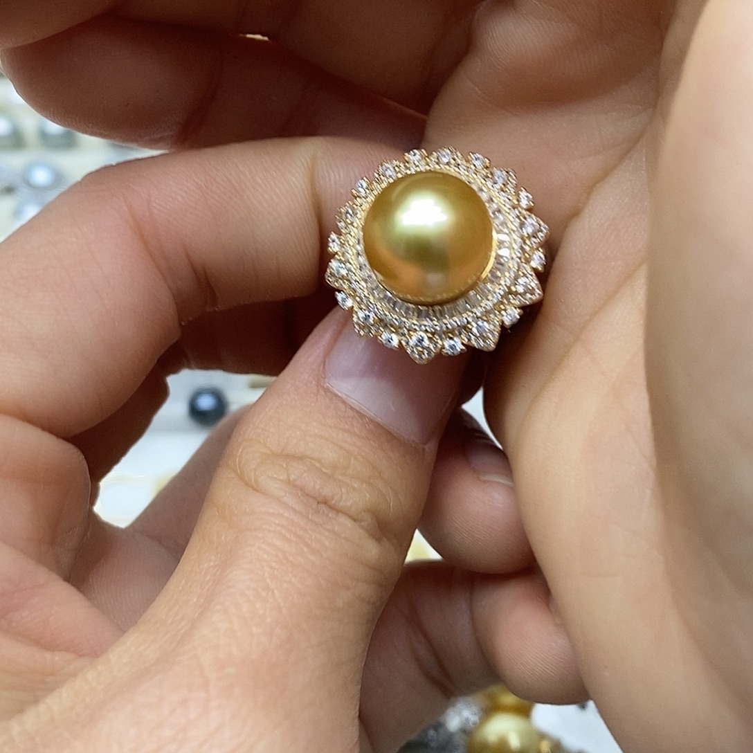 海水珍珠戒圈银S925镶嵌