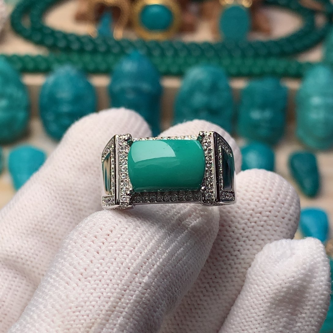 绿松石银S925镶嵌戒指
