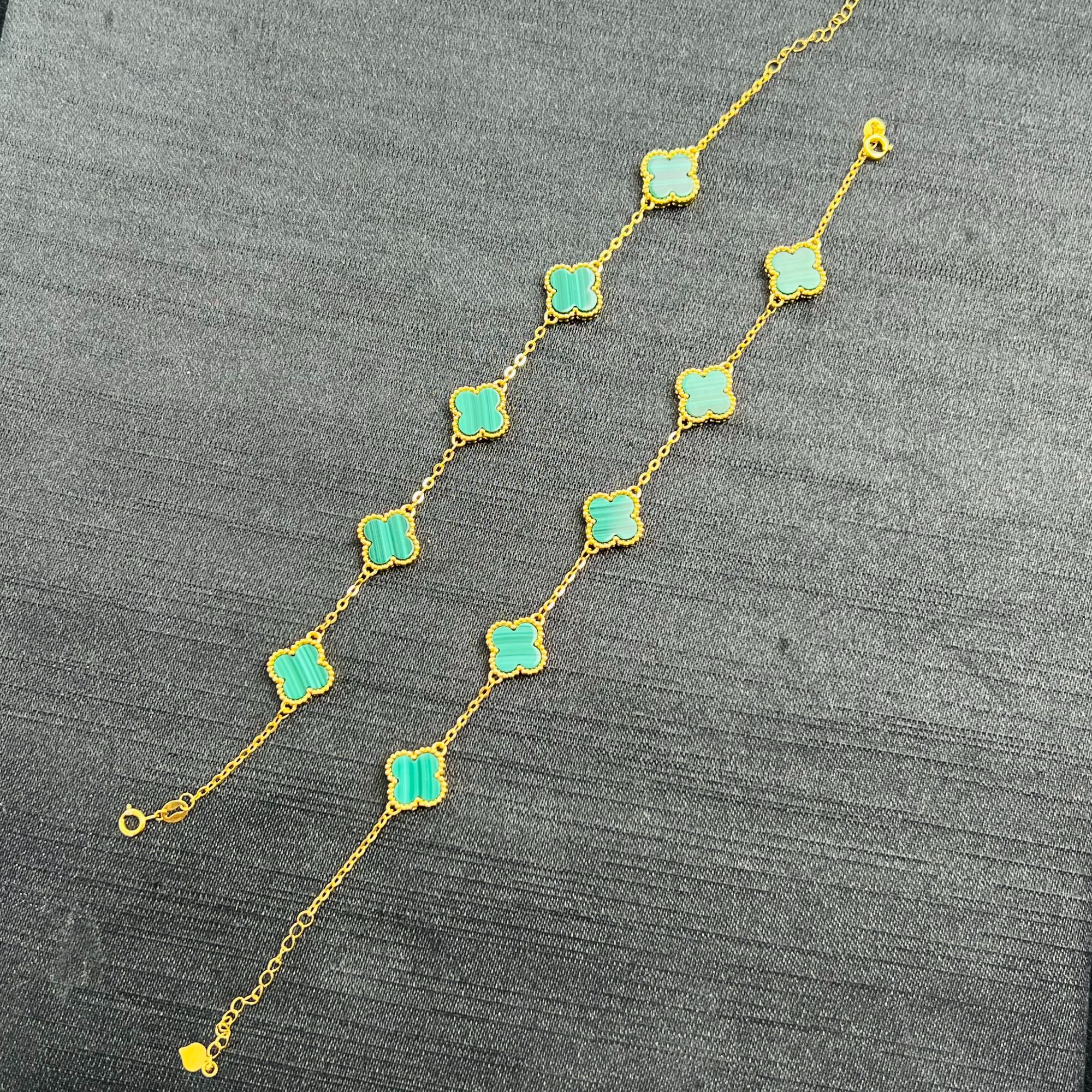 【云上菁菁】DS91045-18K金镶嵌孔雀石手链-10*2.8mm（WJ）