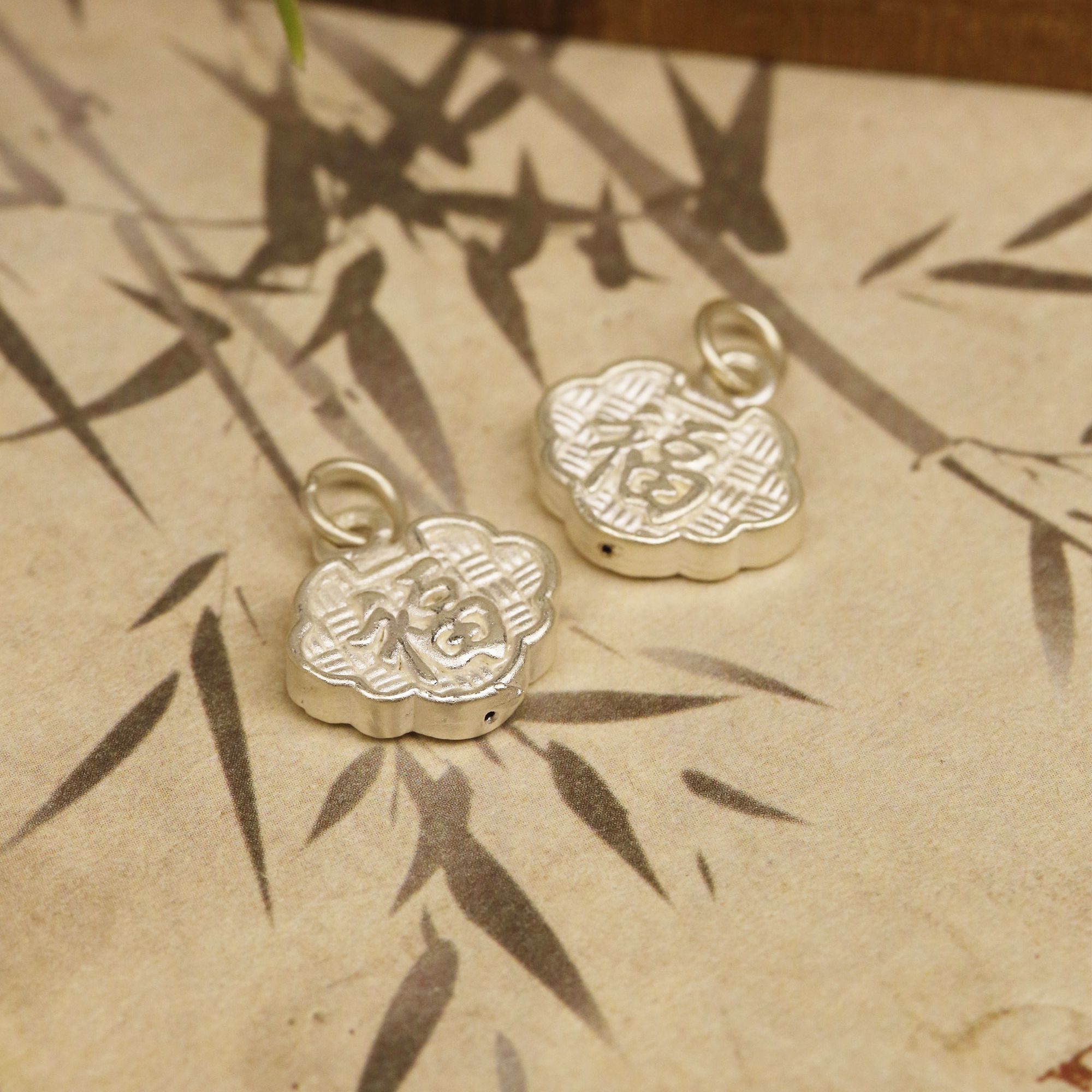 吊坠足银 足银祥云福牌配件吊坠