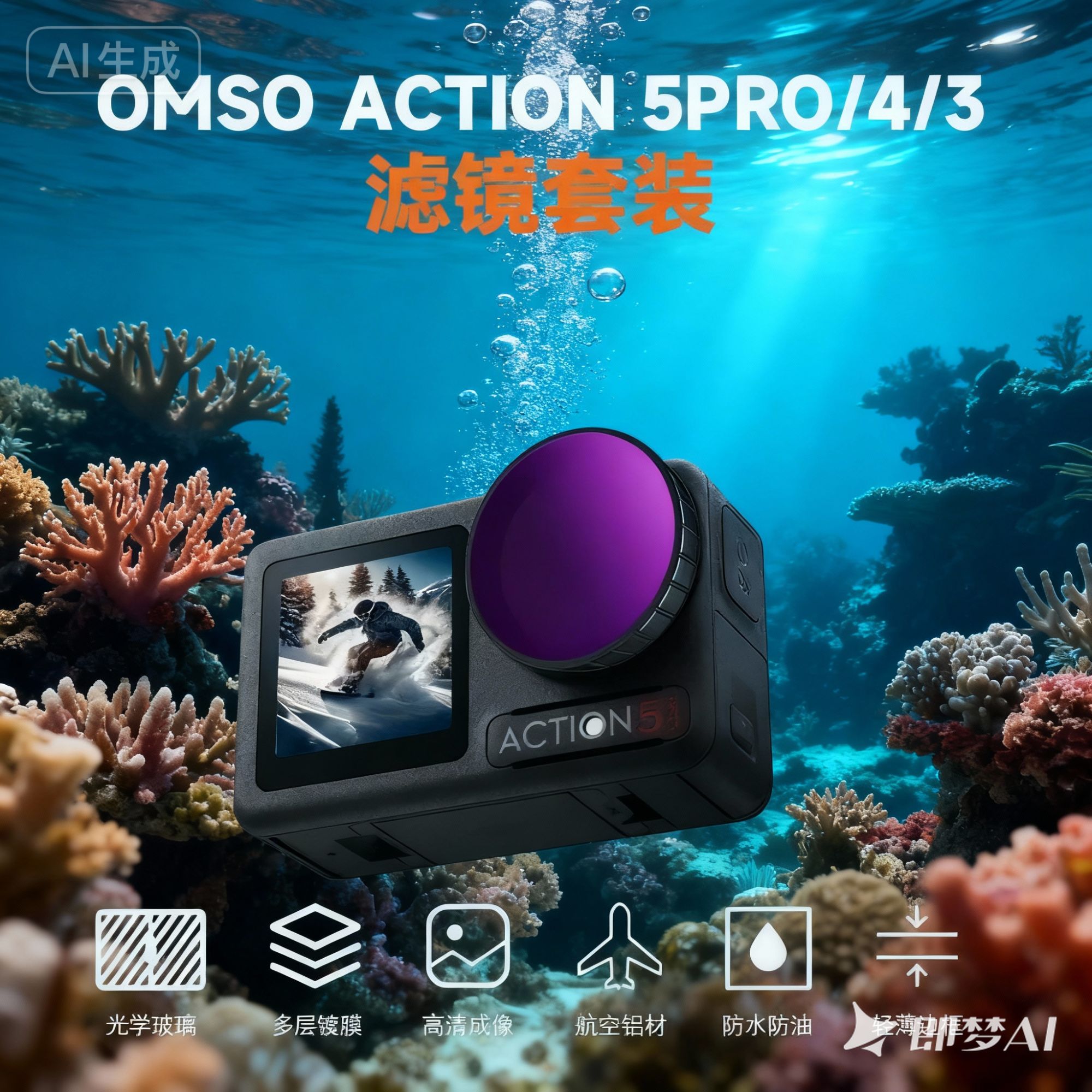 【大疆Action3/4/5滤镜套装】运动相机滤镜CPL偏振镜ND镜UV镜套装