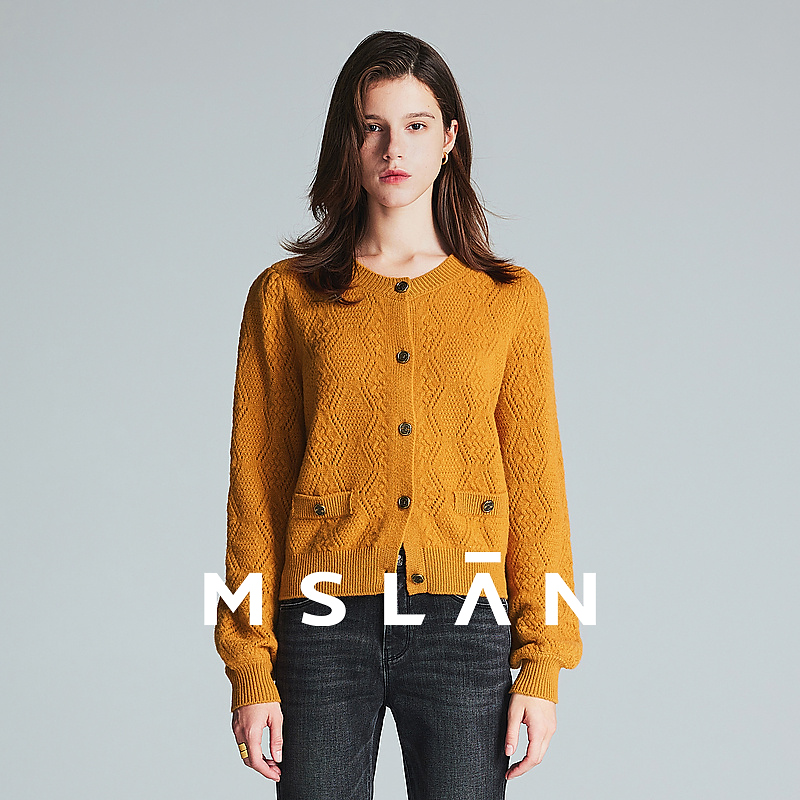 MSLAN【商场同款】冬新款菱形肌理毛织外套MFDW327