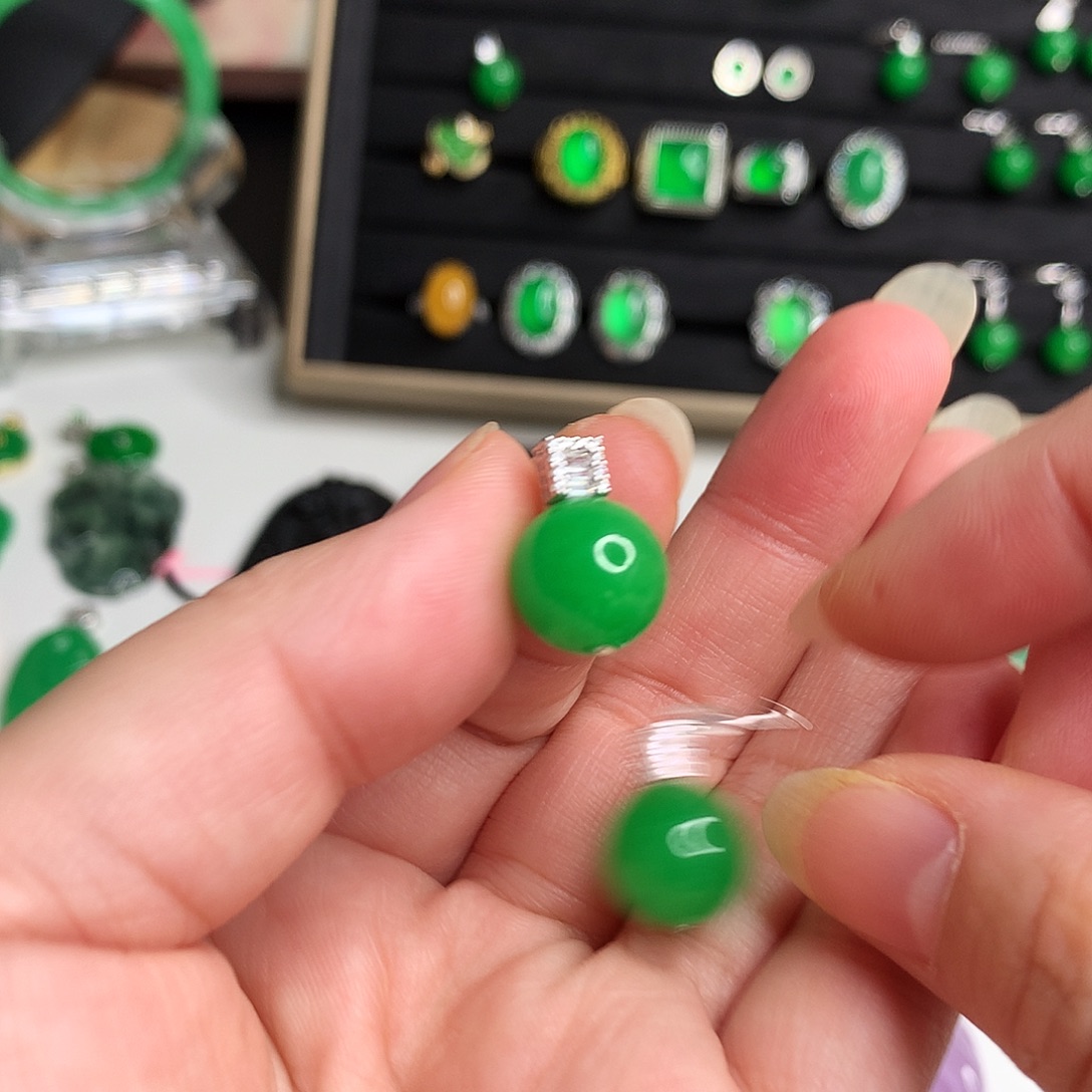 树***洞翡翠银S925镶嵌手饰优化733