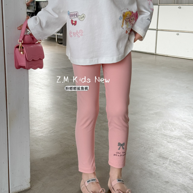 【粉嘟嘟】2025春韩版洋气甜美百搭粉色打底裤女童鲨鱼裤B-58349