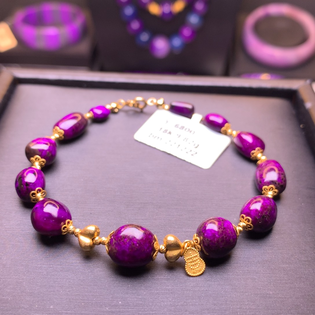 苏纪石（舒俱来）18K金镶嵌丝绒手串