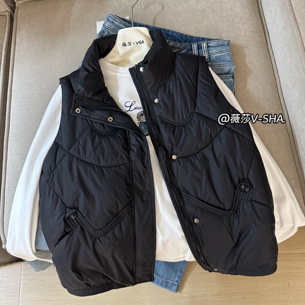 薇莎2265/8521【现货】立领显瘦马甲女百搭显瘦短款坎肩外套