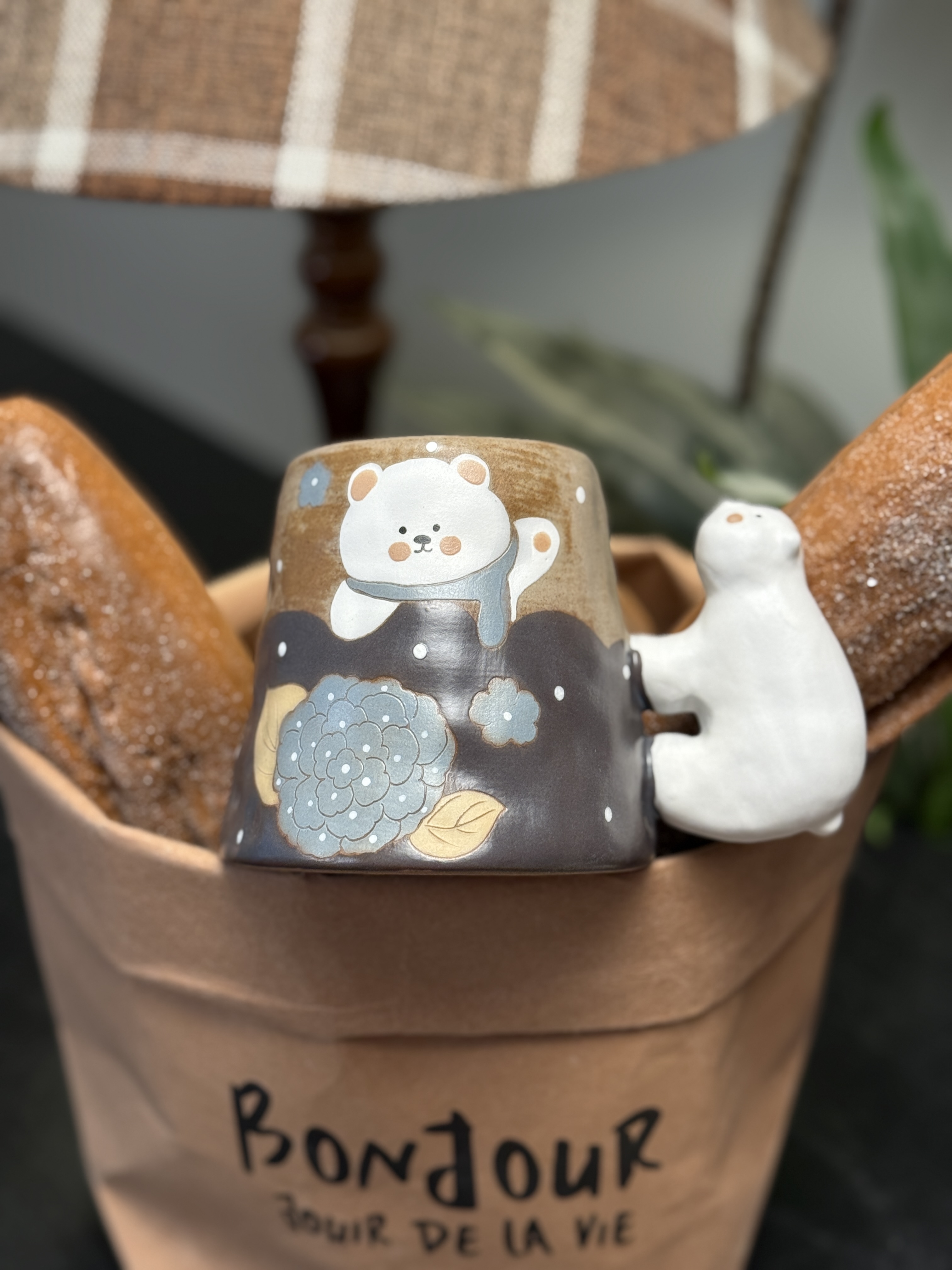 【雪熊抱】川谷原创可爱北极熊把手小熊杯