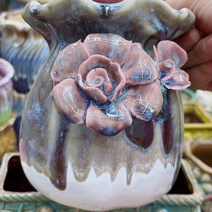 多肉绿植陶瓷花盆9.9包邮，有孔