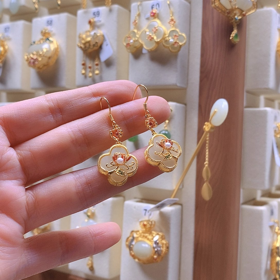 和田玉颈饰银S925镶嵌