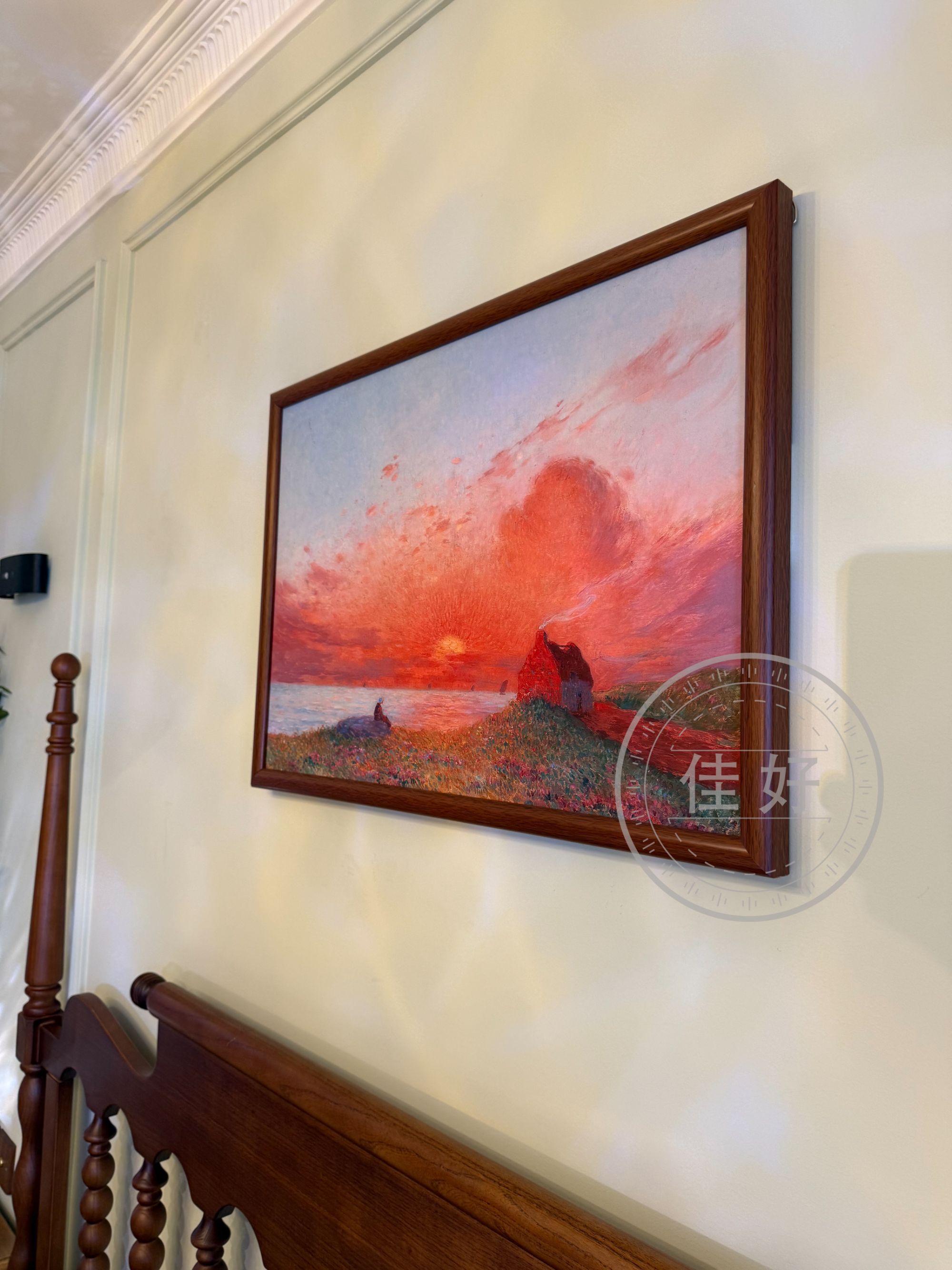 法式复古风海上日出客厅装饰画玄关走廊画餐厅斗柜壁画床头挂画