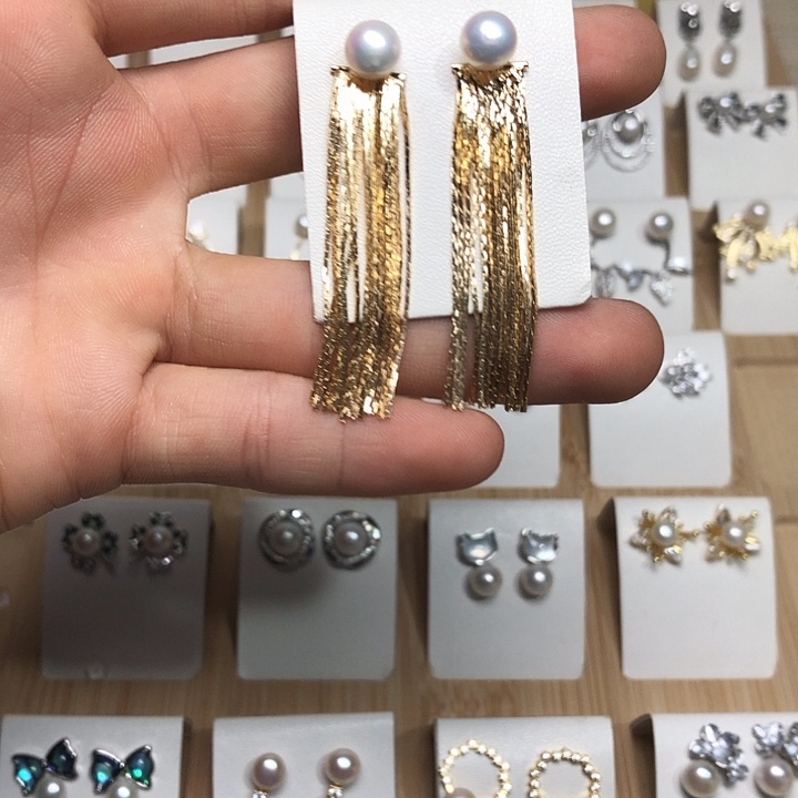 淡水珍珠耳饰银S925镶嵌