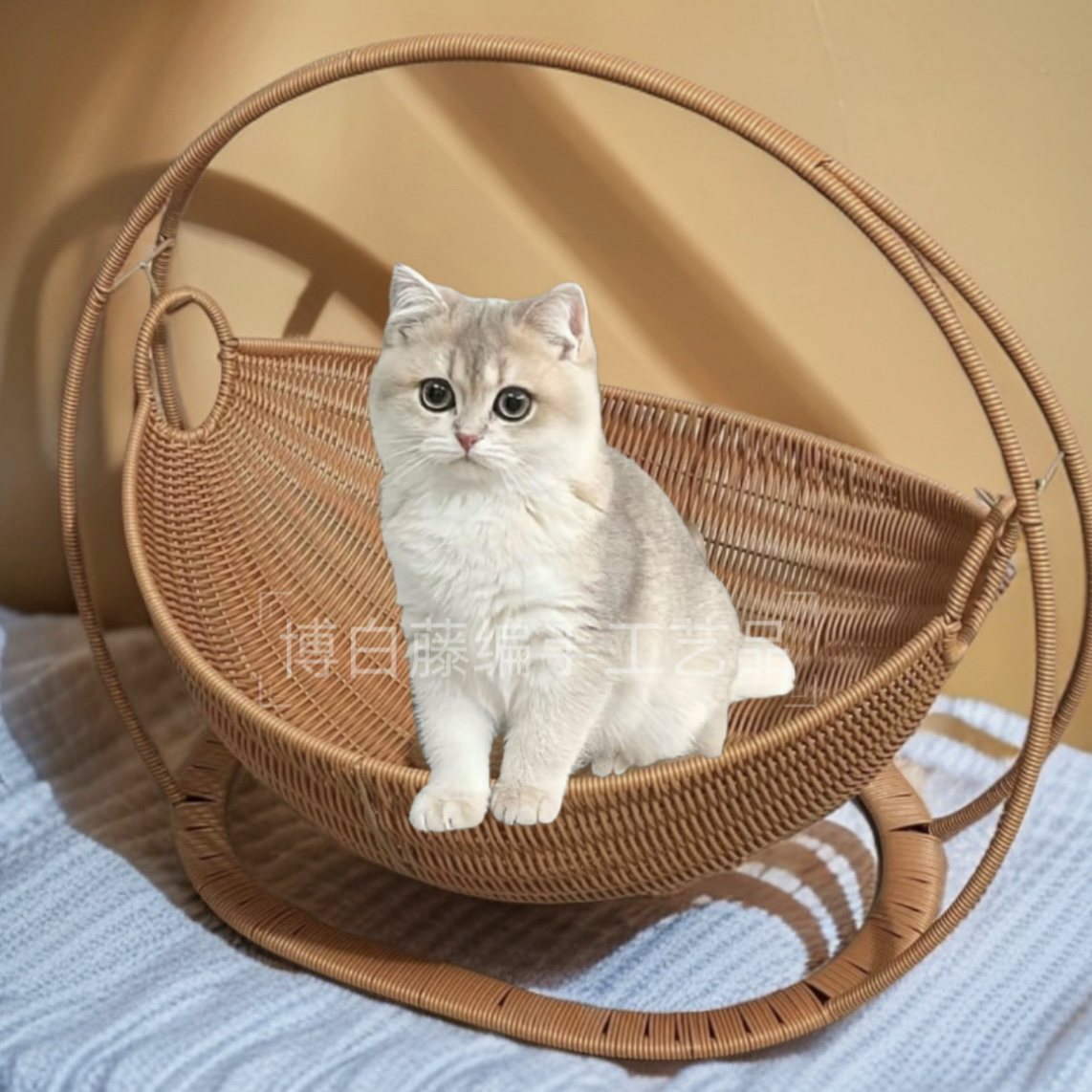 新款宠物吊篮手工编织仿藤大号摇篮猫窝狗窝夏季透气网红