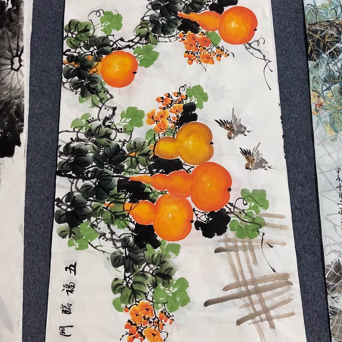 国画四尺葫芦一副