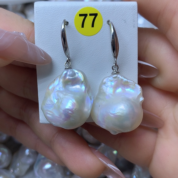 淡水珍珠耳饰银S925镶嵌