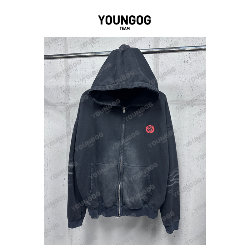 YOG【25红标洗水喷马骝夹克】450克秋冬潮牌复古做脏做旧男女同款