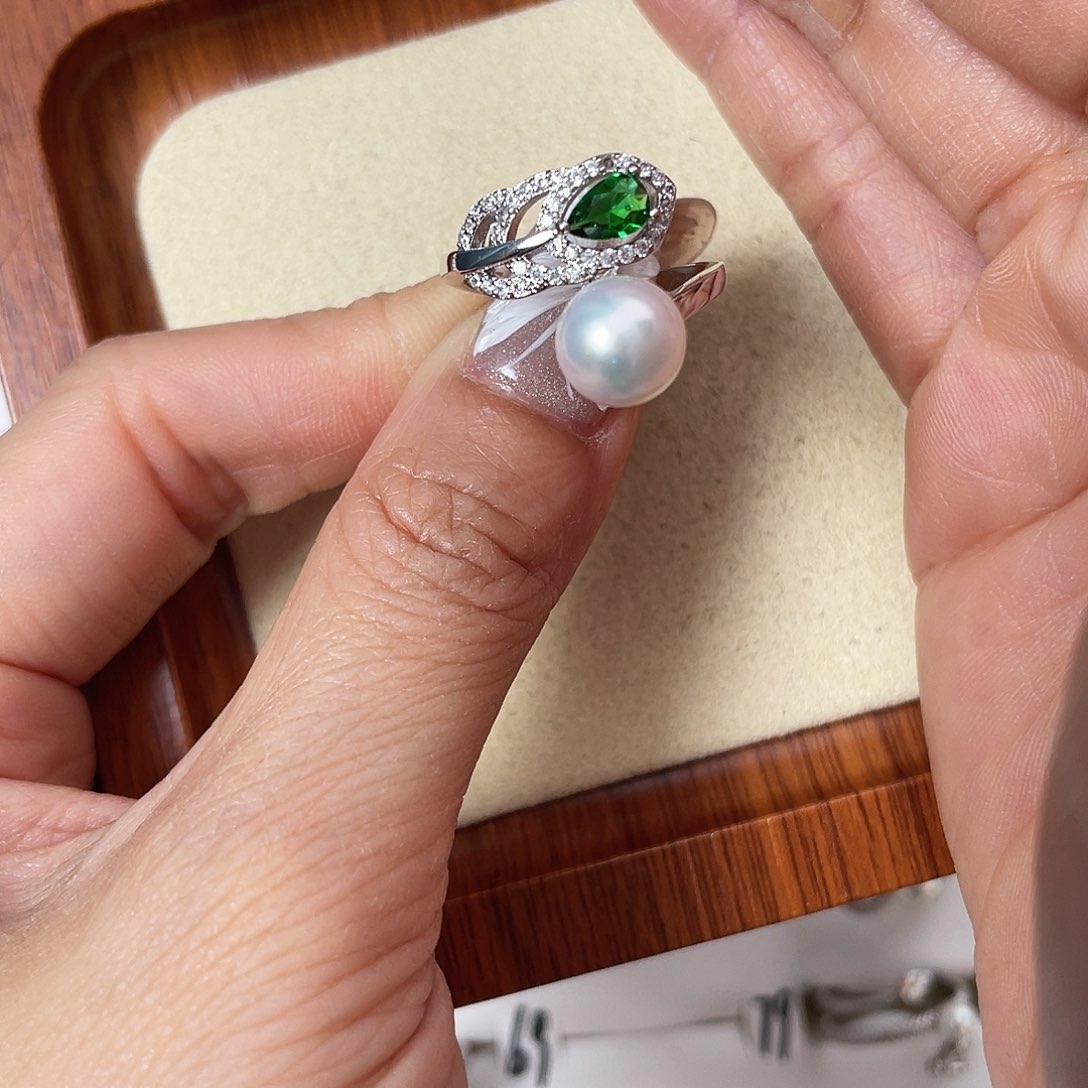海水珍珠戒指银S925镶嵌