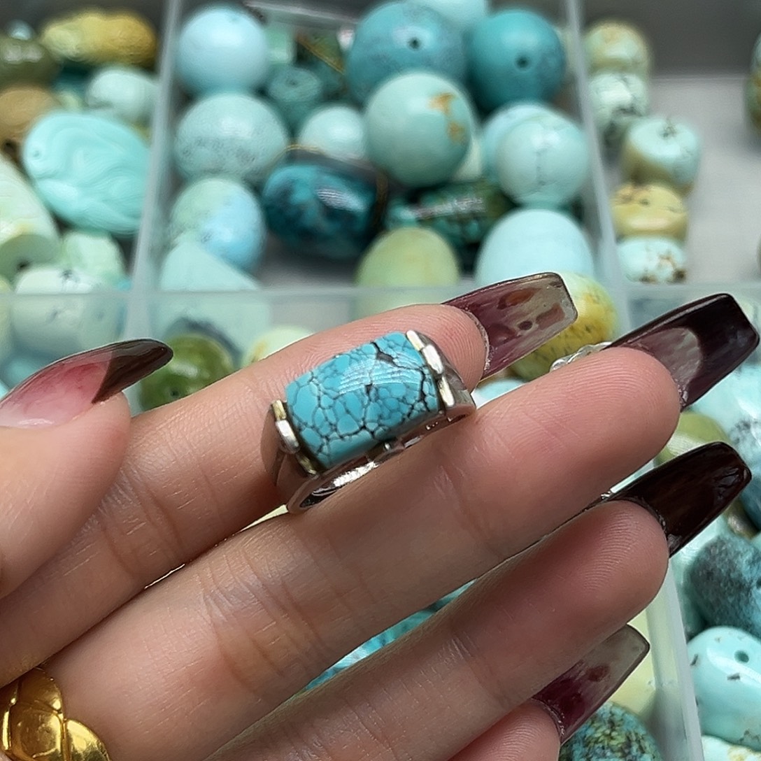 涅***槃绿松石银S925镶嵌珠宝奇石