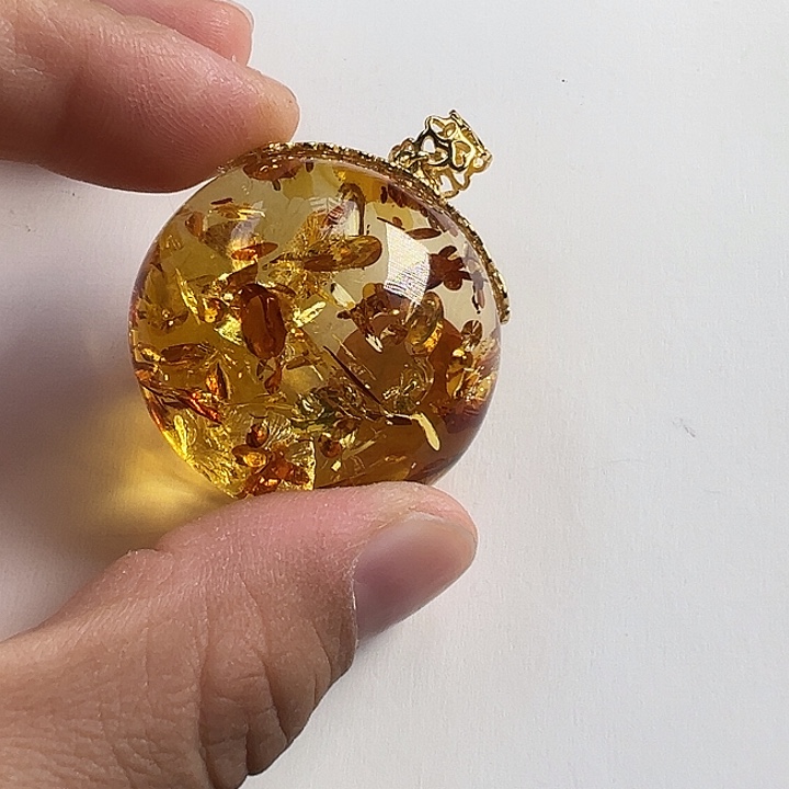 琥珀（花珀）银S925镶嵌颈饰