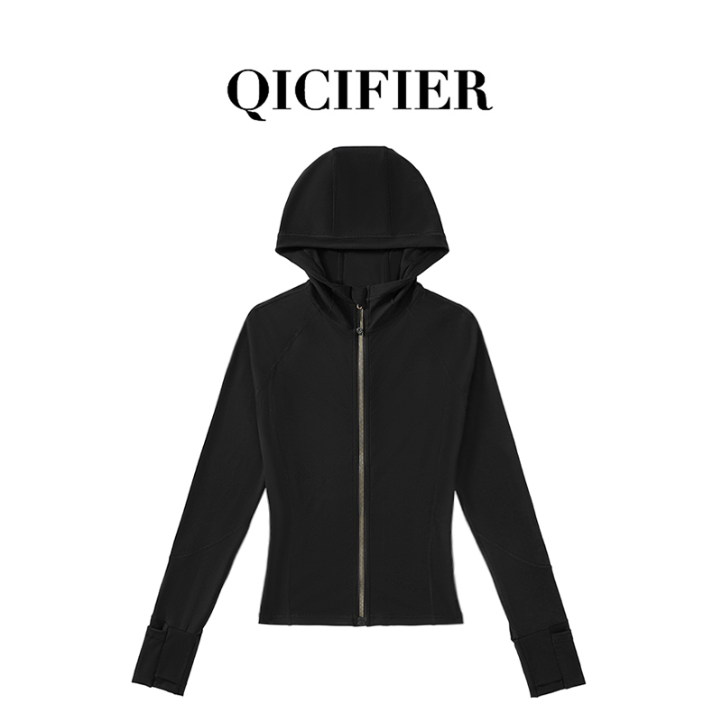 科技黑 原单立领小蛮腰运动夹克帽衫 3077