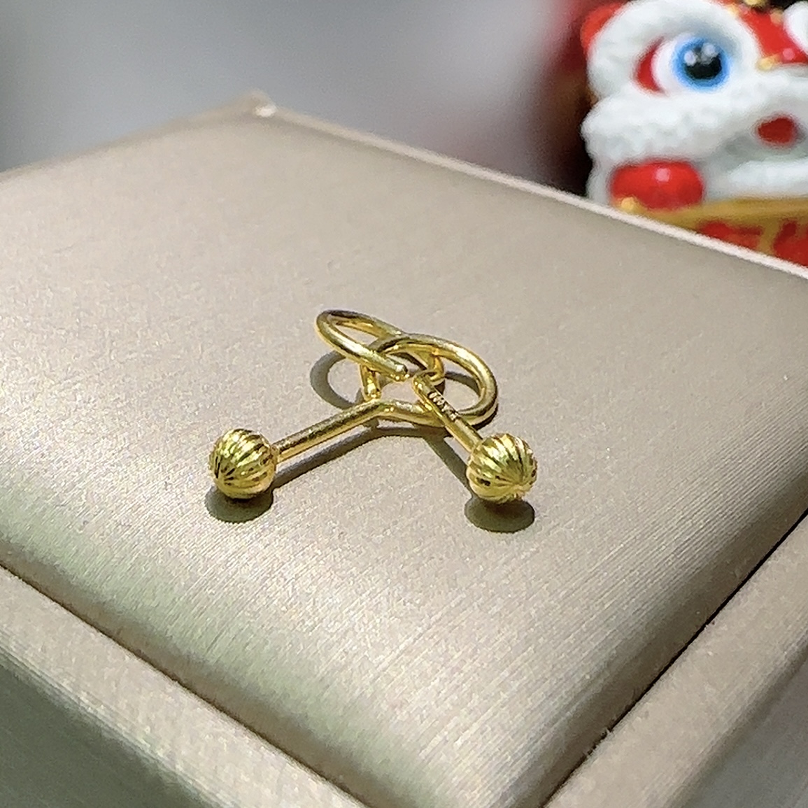 5G足金999耳钉切面圆珠子豆豆