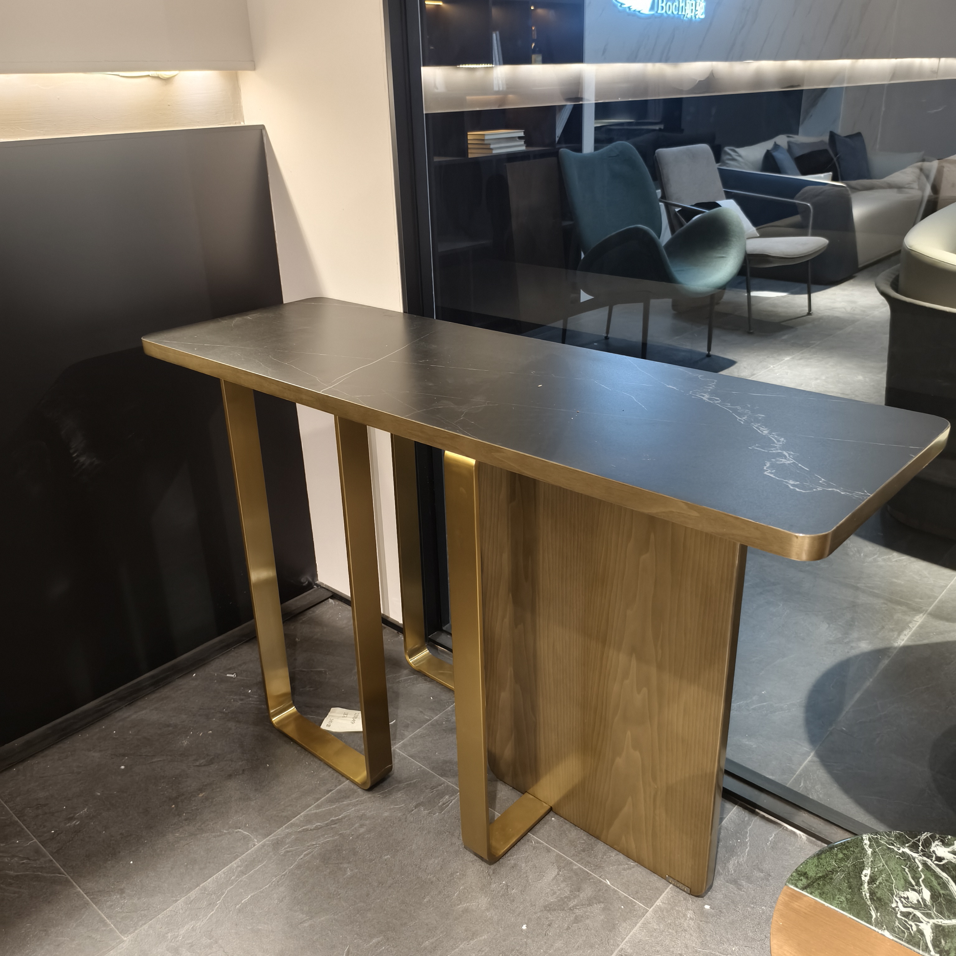 意式轻奢实木玄关桌