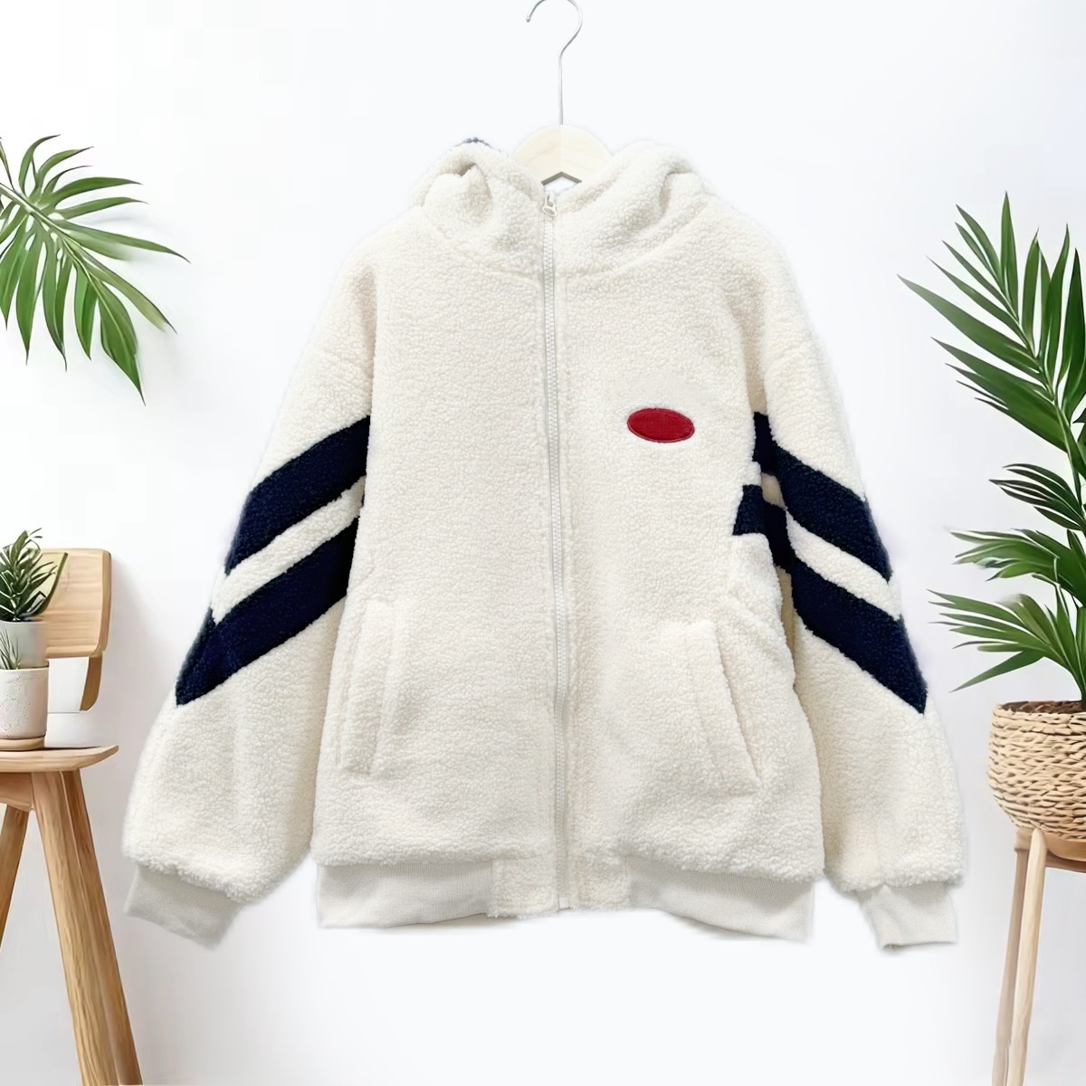 玲姐定制-连帽字母刺绣款摇粒绒学院风秋冬保暖外套O79 266231