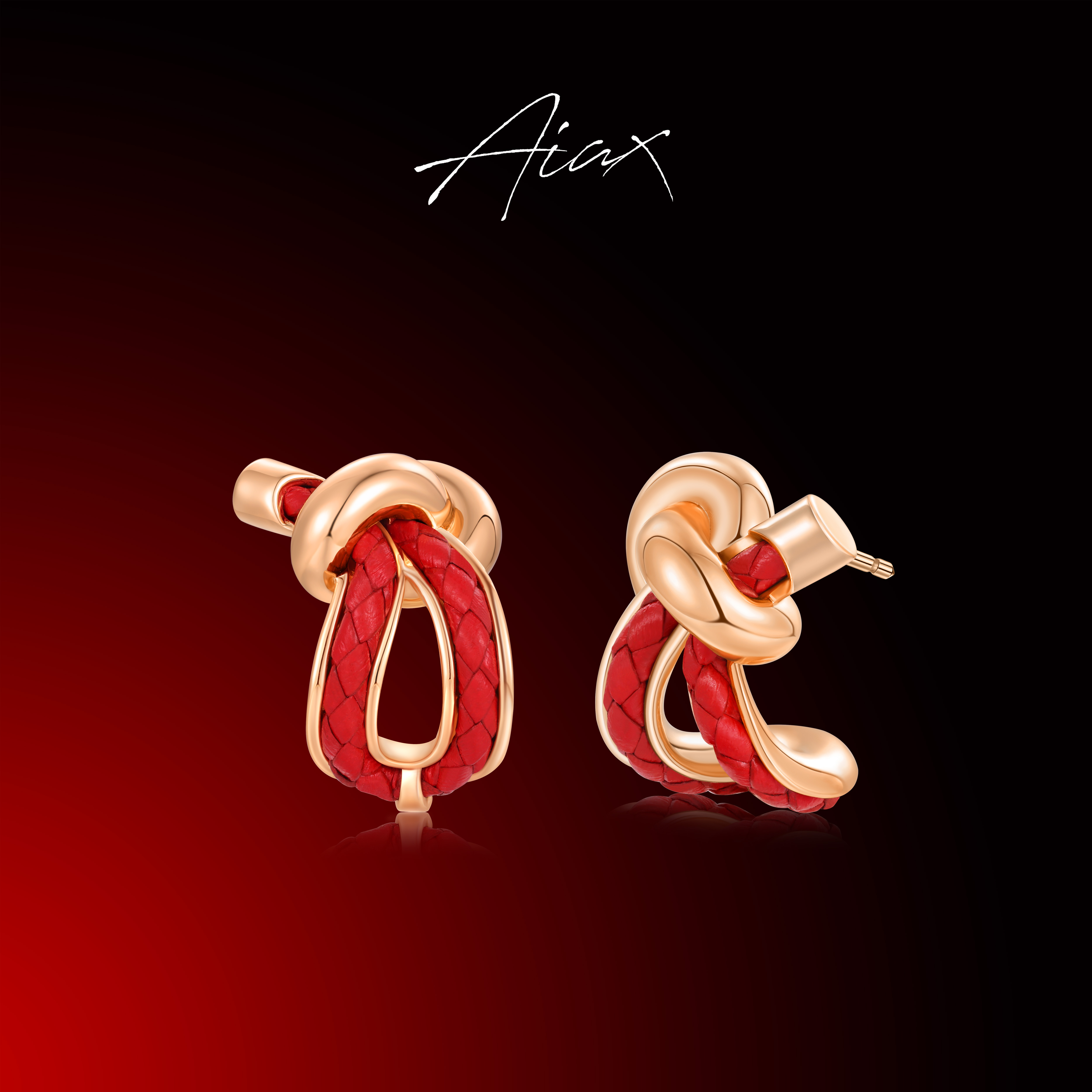 AIAX 镀K金   【情人节】【锁住幸运】麻花绳结耳环TSL1475