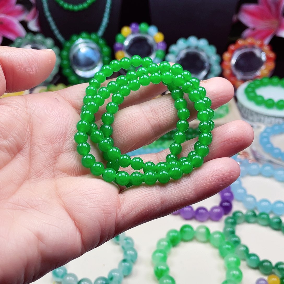 翡翠未镶嵌颈饰卡6翡翠珠链男女款06