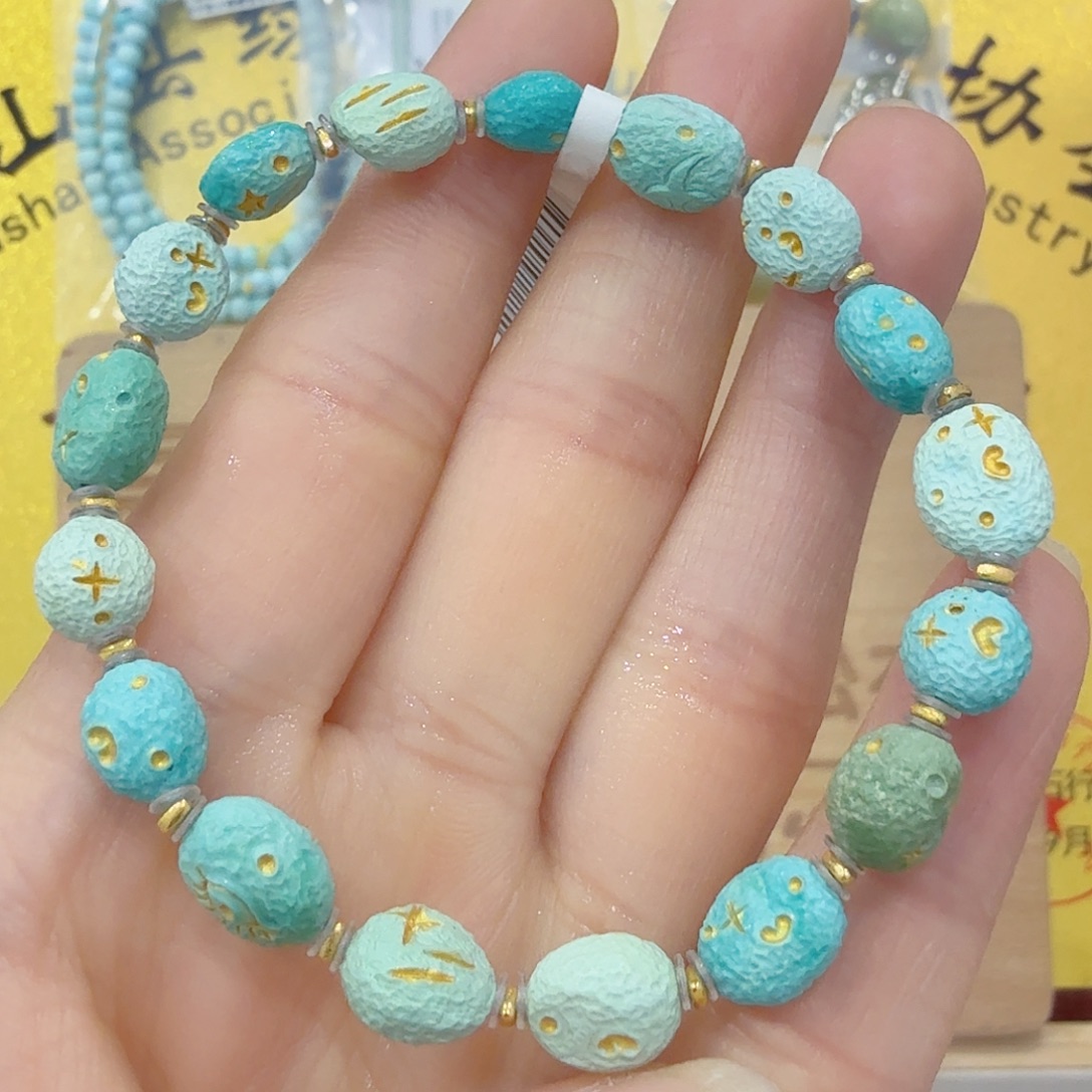 绿松石18K金镶嵌珠宝奇石