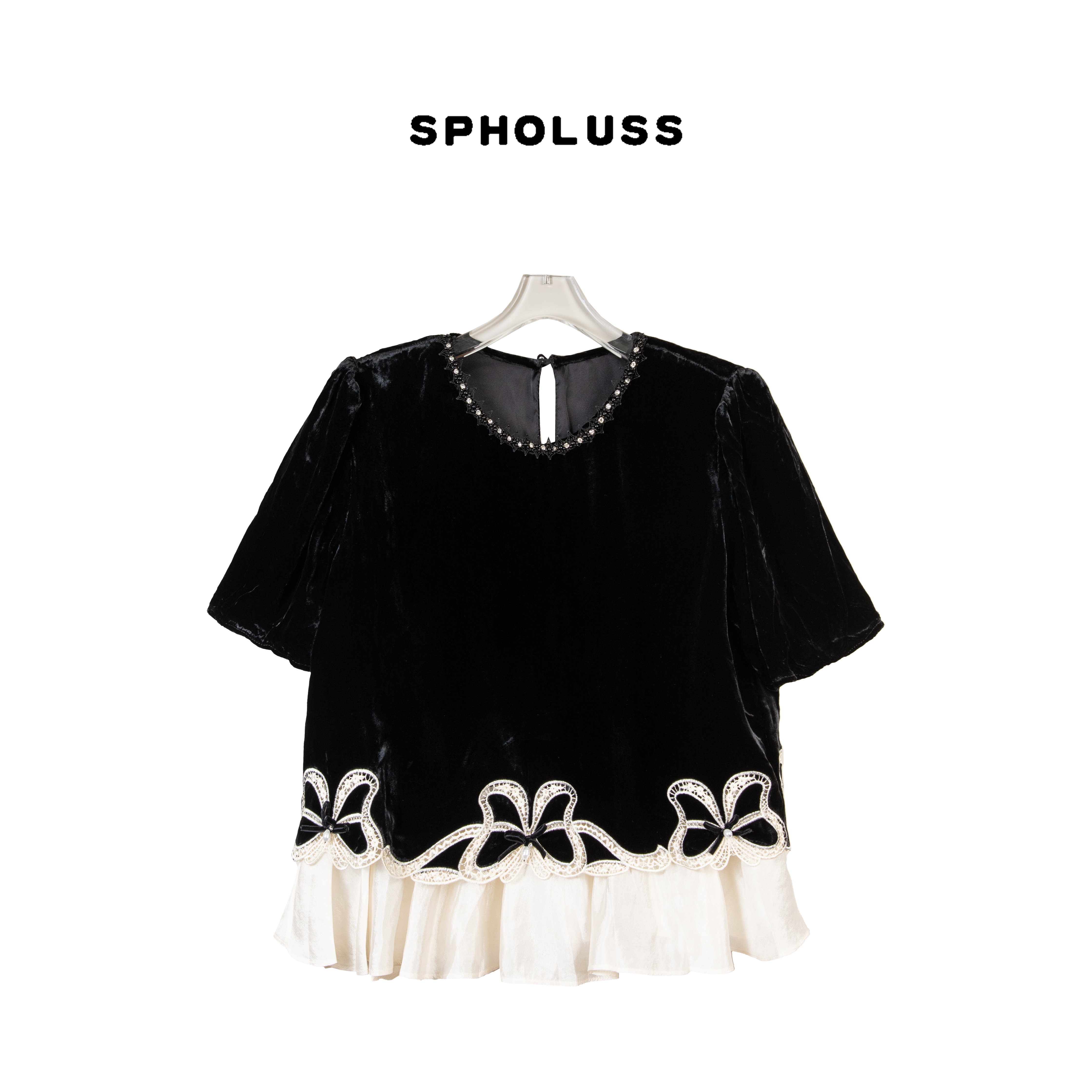 【丝芙玉禄】【K530】重磅100%真丝丝绒重工下摆拼接真丝丝绒上衣