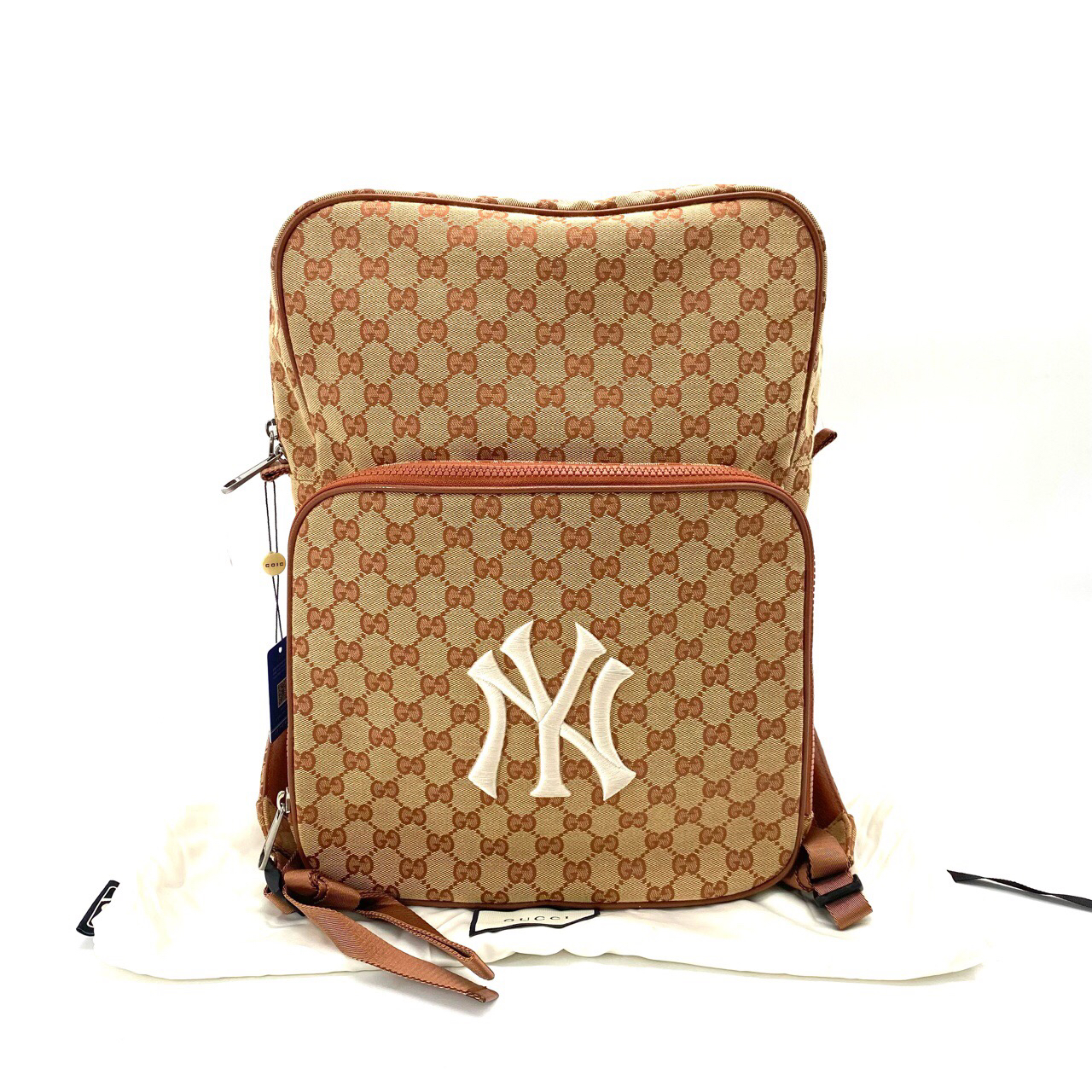 99新 GUCCI/古驰 MLB联名款帆布双肩包尺寸28/39