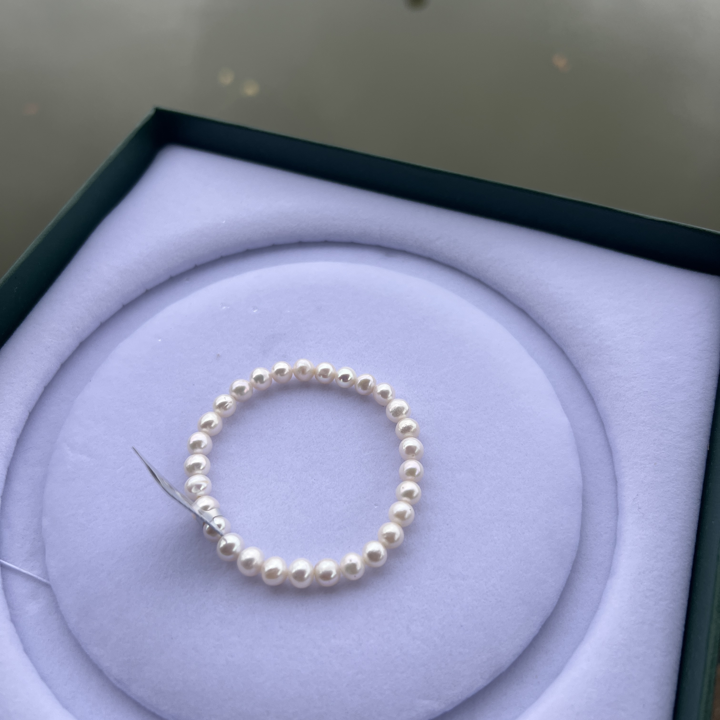 天然淡水无核珍珠5-6mm弹力手链手工气质白色时尚百搭简约小米珠