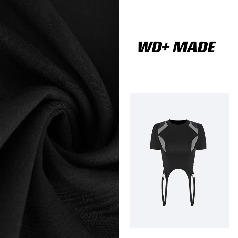 美式辣妹透气露脐设计感撞色印花短袖T恤上衣