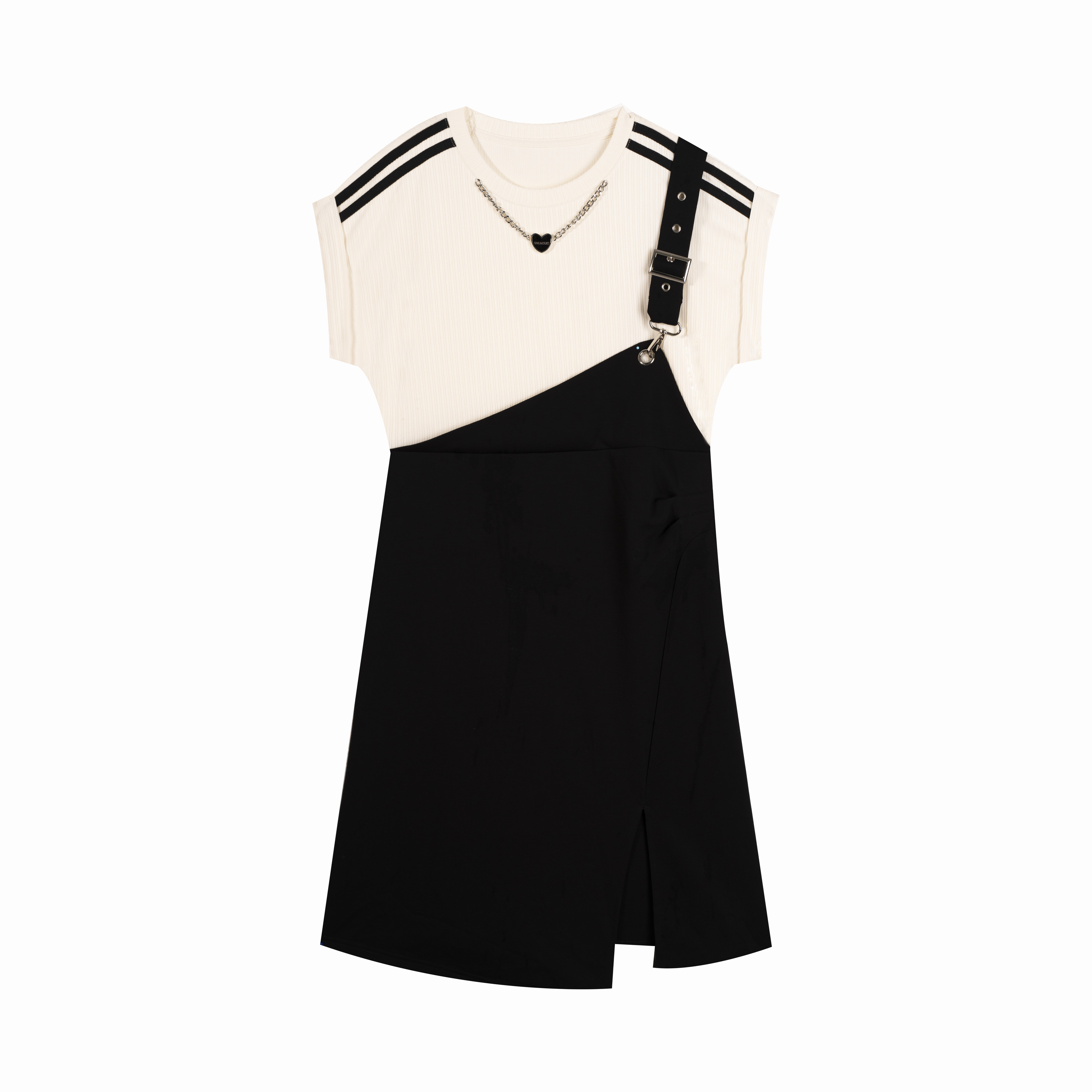 【姿姐】果冻感空气层假两件连衣裙透气修身T恤61055