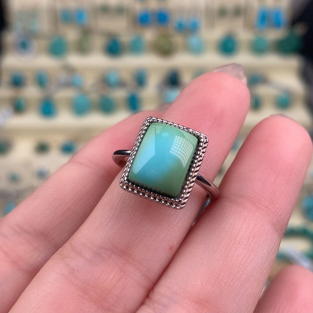 绿松石银S925镶嵌戒指