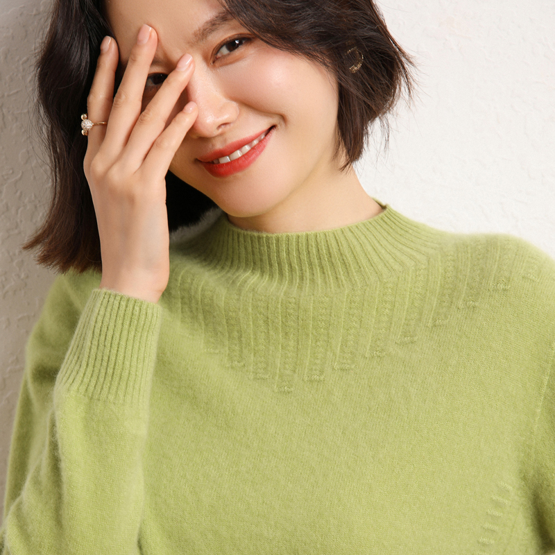 半高领女纯色高级感山羊绒衫秋冬新款简约套头毛衣羊绒打底针织衫