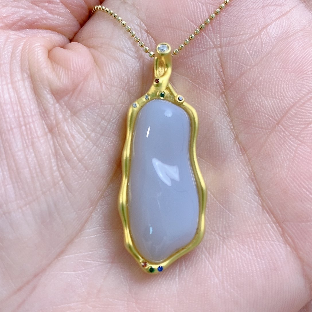 玛瑙/玉髓吊坠(赠链)银S925镶嵌