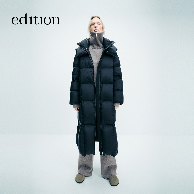 E+轻生活系列edition冬季款长款鹅绒泡芙羽绒服#EBD4EIN014