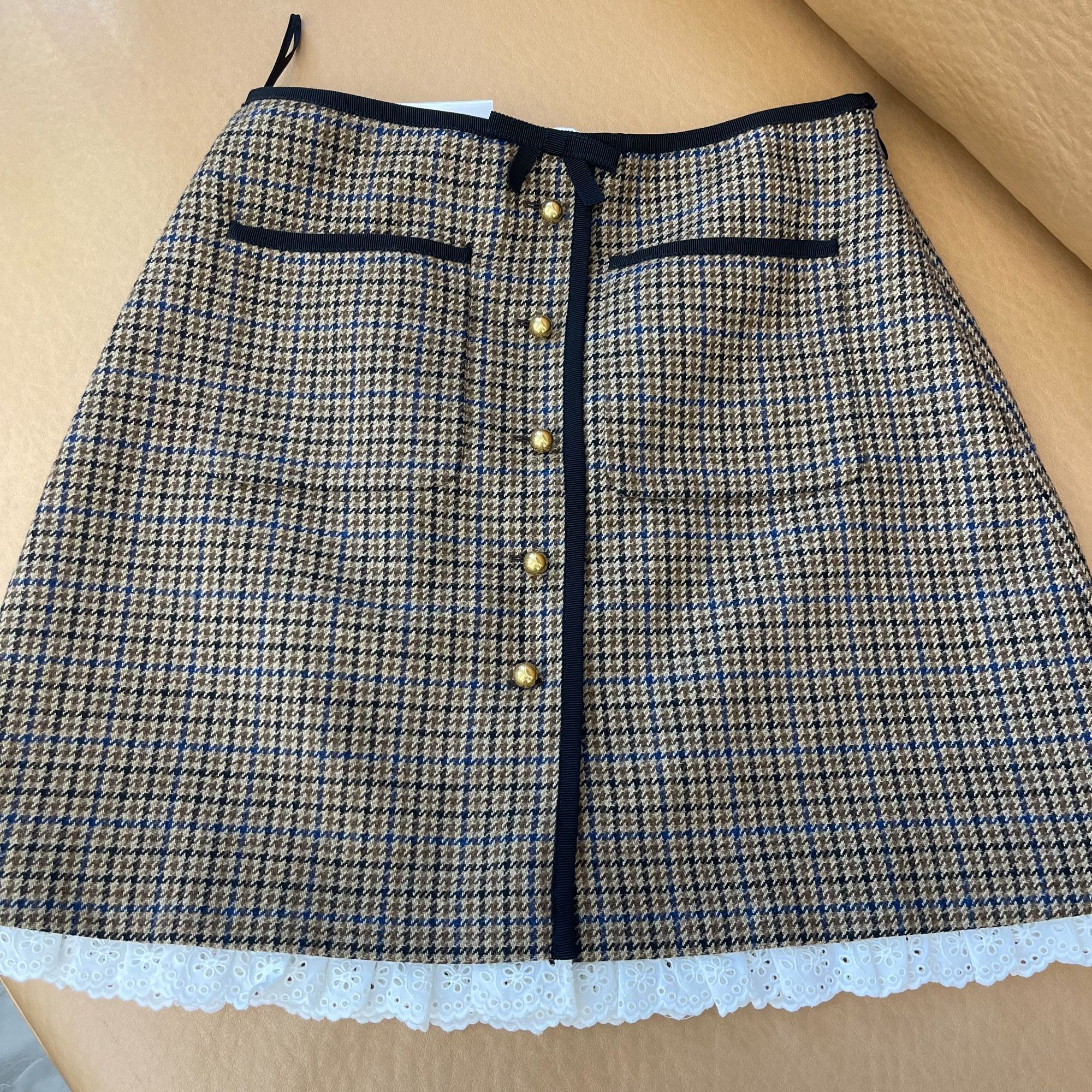 99新 MIU MIU/缪缪 【辛河奢品】缪缪格子半裙38码165/62A