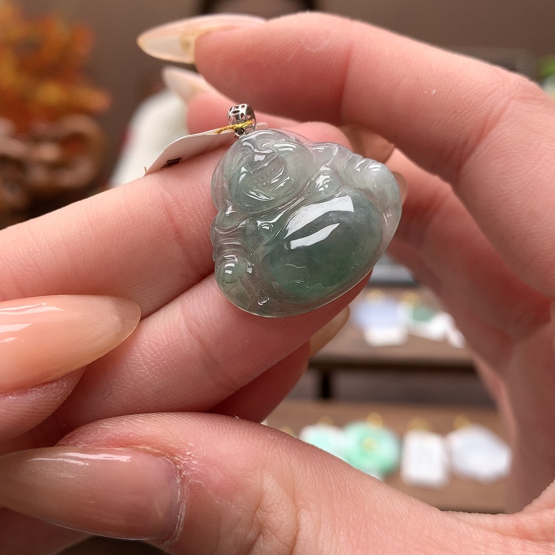 翡翠吊坠(不含链)18K金镶嵌