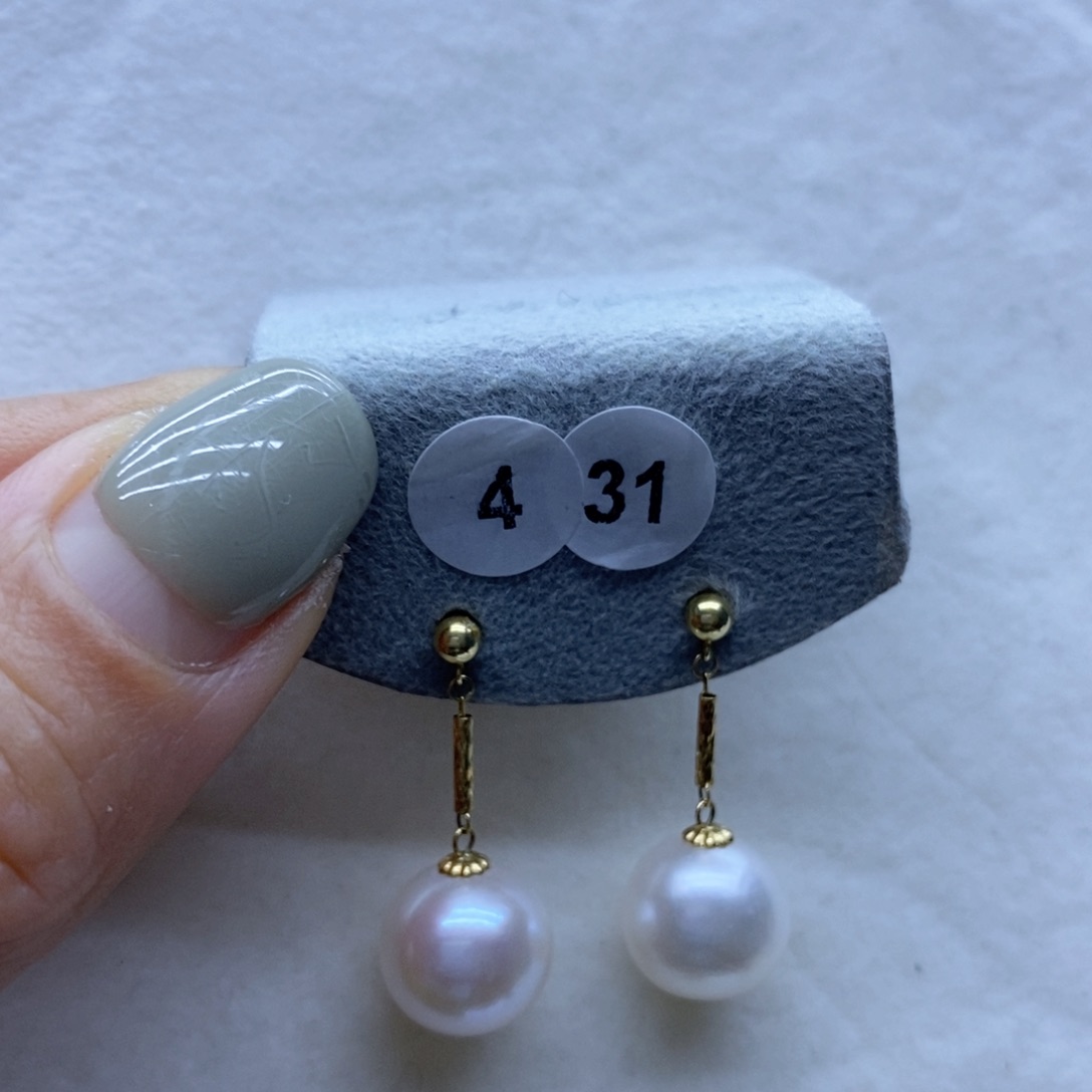 淡水珍珠耳饰18K金镶嵌431