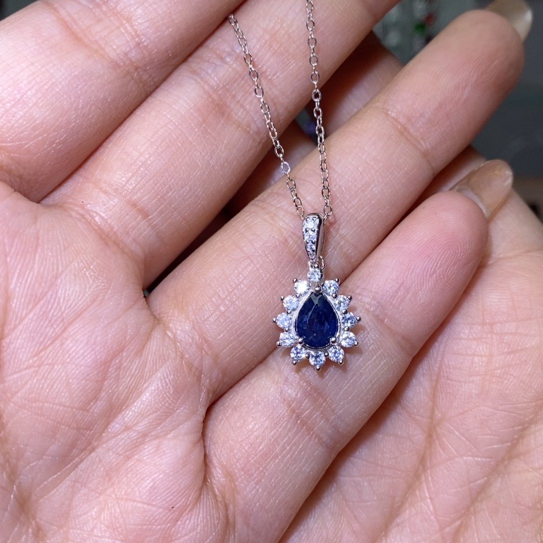 蓝宝石颈饰银S925镶嵌