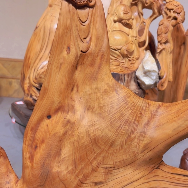 木太行崖柏根雕摆件弥勒佛题材